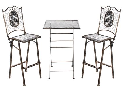 Ensemble Bar De Jardin Pliant Bormio Métal Noir