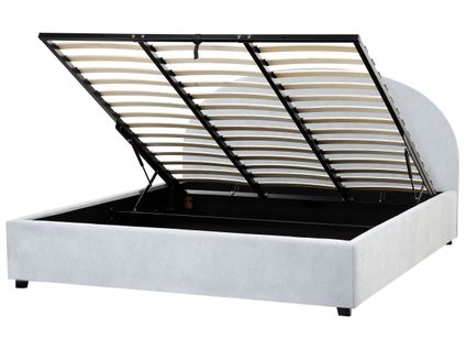 Lit Ottoman Tissu Chenille Vaucluse 180 X 200 Cm Bleu Clair