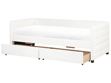 Lit De Jour Avec Rangement Velours Marray 90 X 200 Cm Blanc Cassé