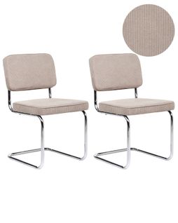 Lot De 2 Chaises De Salle à Manger Irwin Velours Côtelé Taupe