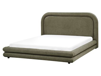 Lit Avec Sommier Lin Synthétique Lavardens 160 X 200 Cm Vert Foncé