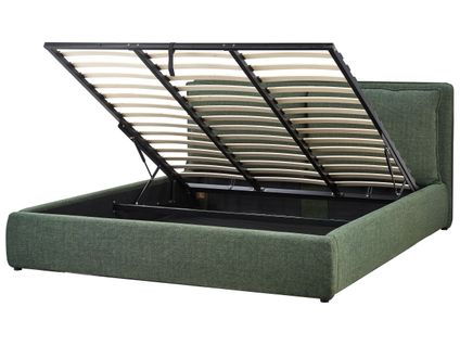 Lit Ottoman Tissu Bajonna 180 X 200 Cm Vert Foncé