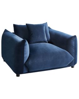 Fauteuil Luvos Velours Bleu Foncé