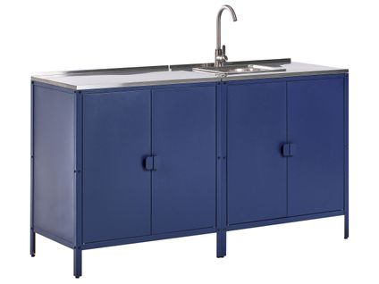 Cuisine D'extérieur 2 Pièces Avec Évier Vilama Métal Bleu