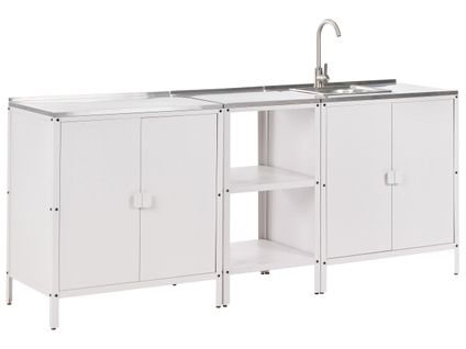 Cuisine D'extérieur 3 Pièces Avec Évier Vilama Métal Blanc