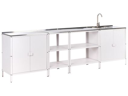 Cuisine D'extérieur 4 Pièces Avec Évier Vilama Métal Blanc