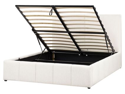 Lit Ottoman Tissu Castelnavet 160 X 200 Cm Blanc Cassé