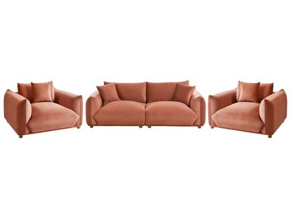 Ensemble De Salon 5 Places Luvos Velours Marron Doré