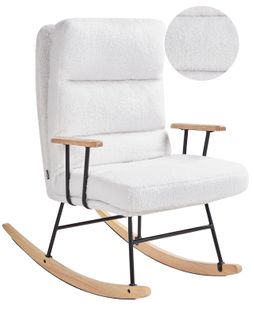 Fauteuil à Bascule Eskelin Bouclé Blanc Cassé