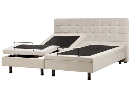 Lit Réglable Tissu Duke 180 X 200 Cm Beige Clair