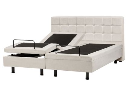 Lit Réglable Tissu Duke 160 X 200 Cm Beige Clair