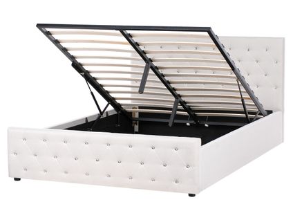 Lit Ottoman Tissu Amiens 160 X 200 Cm Beige