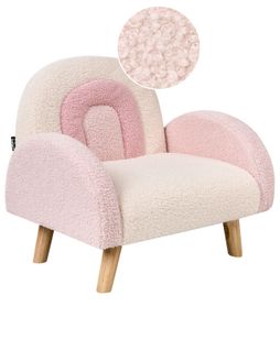 Fauteuil Pour Enfants Arc-en-ciel Ombo Bouclé Rose Pastel