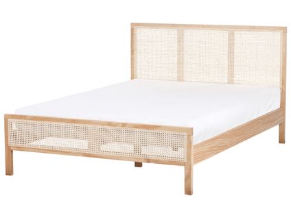 Lit Avec Sommier Bois De Pin Salernas 140 X 200 Cm Marron Clair