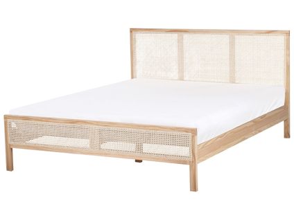 Lit Avec Sommier Bois De Pin Salernas 160 X 200 Cm Marron Clair