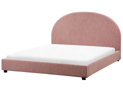 Lit Avec Sommier Bouclé Vaucluse 160 X 200 Cm Rose Pastel