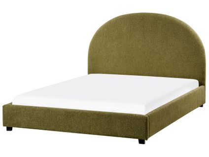 Lit Avec Sommier Bouclé Vaucluse 140 X 200 Cm Vert Olive