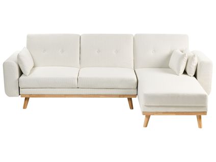 Canapé-lit D'angle 3 Places Kaarina Tissu Blanc Côté Gauche