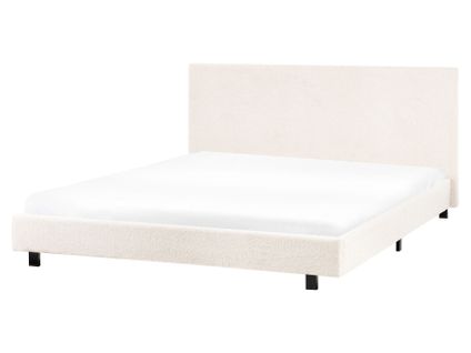 Lit Avec Sommier Bouclé Albi 160 X 200 Cm Blanc Cassé