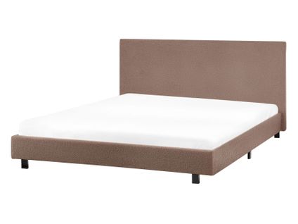 Lit Avec Sommier Bouclé Albi 140 X 200 Cm Marron