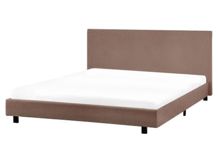 Lit Avec Sommier Bouclé Albi 180 X 200 Cm Marron