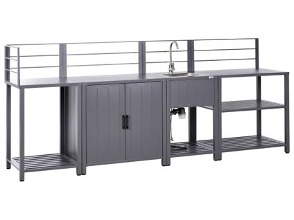 Cuisine D'extérieur 4 Pièces Avec Évier Viggiano Métal Gris