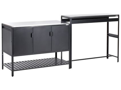 Ensemble De Cuisine D'extérieur 2 Pièces Avec Table De Bar Maenza Métal Noir