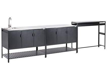 Cuisine D'extérieur 3 Pièces Avec Évier Maenza Métal Noir