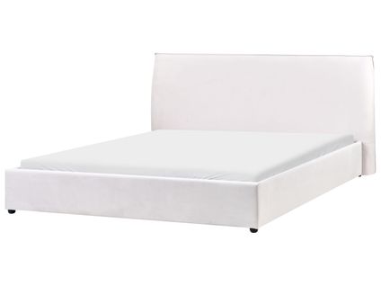 Lit Avec Sommier Velours Lavaur 180 X 200 Cm Blanc Cassé