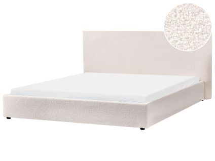 Lit Avec Sommier Bouclé Lavaur 180 X 200 Cm Blanc Cassé