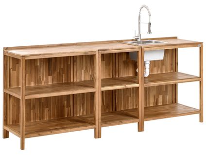 Cuisine D'extérieur 3 Pièces Avec Évier Venosa Acacia Marron/argenté