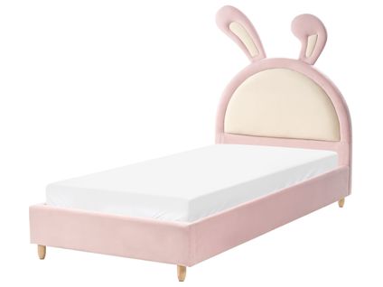 Lit D'enfant Lapin Velours Lallias 90 X 200 Cm Rose
