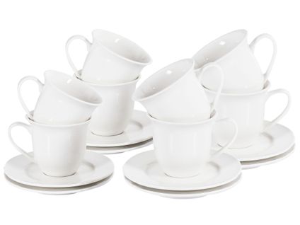 Lot De 8 Tasses Avec Soucoupes Elderberry Porcelaine Blanc