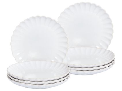 Lot De 8 Assiettes à Dessert Nettle Grès Blanc Cassé