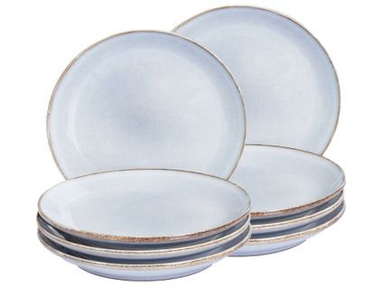 Lot De 8 Assiettes à Dessert Juniper Grès Bleu Clair