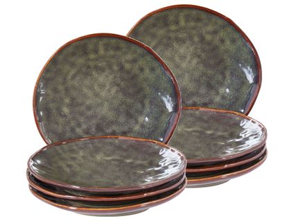 Lot De 8 Assiettes à Dessert Thyme Grès Vert Foncé