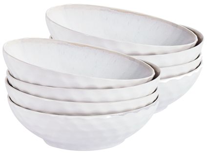 Lot De 8 Assiettes Creuses Sesame Grès Gris Clair