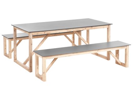 Salle à Manger De Jardin Avec Bancs Notteri Béton Gris