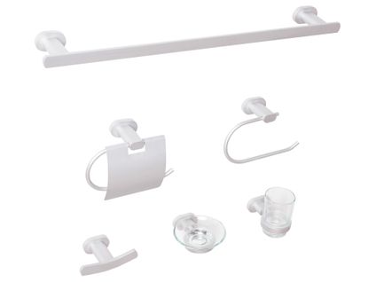 Lot De 6 Pièces De Quincaillerie Pour Salle De Bain Avec Porte-serviettes Et Crochets Argenté