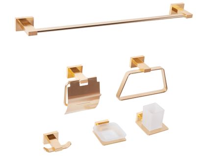 Lot De 6 Pièces De Quincaillerie Pour Salle De Bain Riohacha Avec Porte-serviettes Et Crochets Doré
