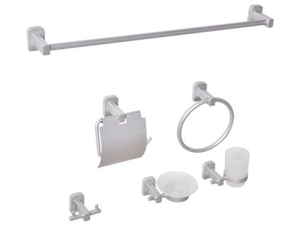 Lot De 6 Pièces De Quincaillerie Pour Salle De Bain Pocone Avec Porte-serviettes Et Crochets Argenté