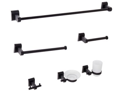 Lot De 6 Pièces De Quincaillerie Pour Salle De Bain Talara Avec Porte-serviettes Et Crochets Noir