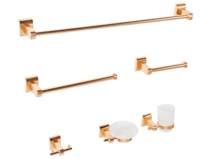 Lot De 6 Pièces De Quincaillerie Pour Salle De Bain Talara Avec Porte-serviettes Et Crochets Doré