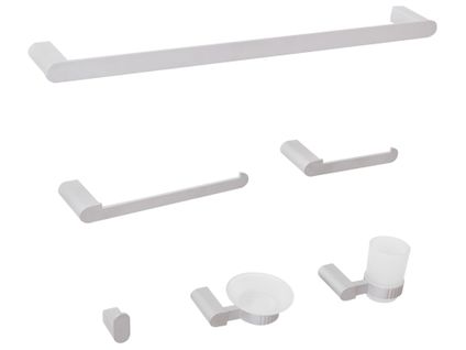 Lot De 6 Pièces De Quincaillerie Pour Salle De Bain  Avec Porte-serviettes Et Crochets Argenté