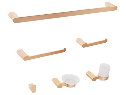 Lot De 6 Pièces De Quincaillerie Pour Salle De Bain Paracas Avec Porte-serviettes Et Crochets Doré