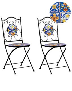 Lot De 2 Chaises De Jardin Coriano Pliant Métal Noir