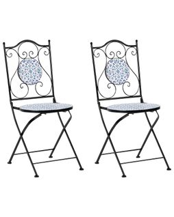 Lot De 2 Chaises De Jardin Chapeco Pliant Métal Noir