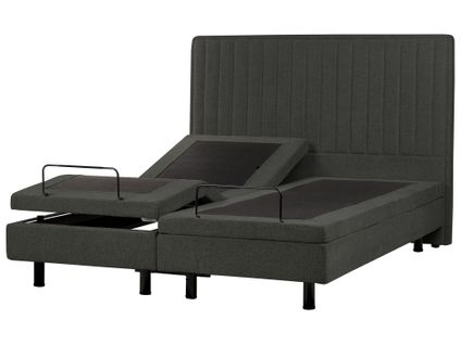 Lit Réglable Tissu Duke Ii 160 X 200 Cm Gris Foncé