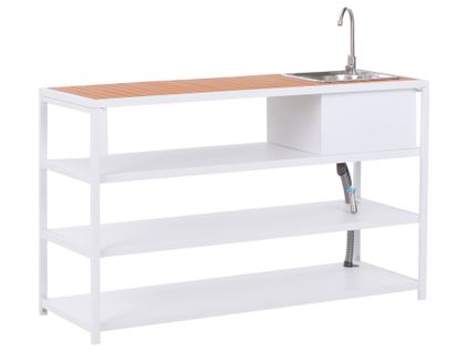 Ilot De Cuisine Extérieure Avec Évier Avetrana Métal Marron/blanc