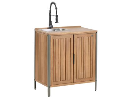 Meuble De Cuisine D'extérieur Avec Évier Ivrea Bois D'acacia Certifié Marron/noir